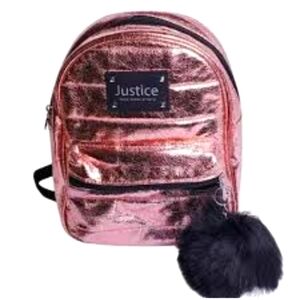 JUSTICE Shimmering Rose Gold Small Backpack